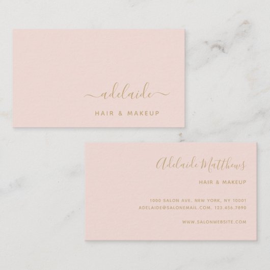 Rosa Rosa Gold Elegante Haar Stylist Visitenkarte (Vorne/Hinten)