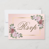 Rosa Rosa Gold Wedding RSVP Card Auswahl (Vorderseite)