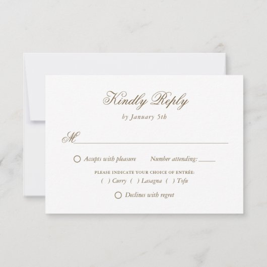 Rosa Rosa Gold Wedding RSVP Card Auswahl (Rückseite)