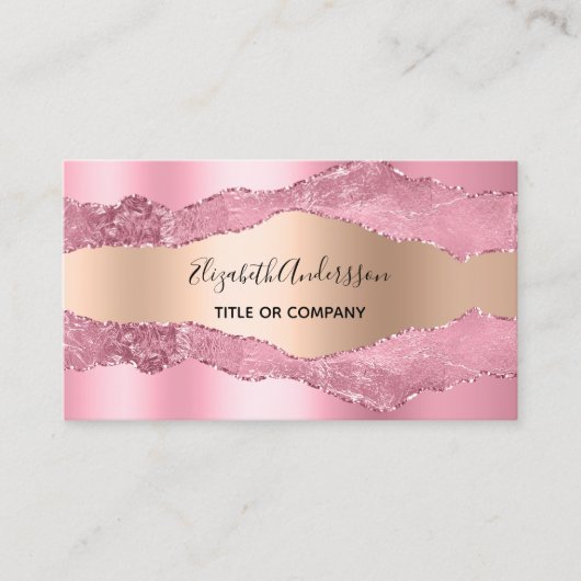 Rosa Rosa-Goldbarren-Aroma-Marmor QR-Code Visitenkarte (Vorderseite)