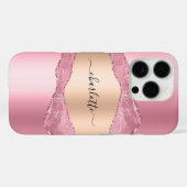 Rosa Rosa Goldbarren Marmorname Case-Mate iPhone Hülle (Rückseite (Horizontal))