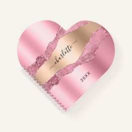 Rosa Rosa Goldbarren Marmorname Notizblock