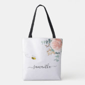 Rosa-Rosa-Goldblätterschrift Tasche (Rückseite)