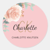 Rosa Rosa Goldblume Eukalyptus vielen Dank Runder Aufkleber (Vorderseite)