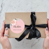 Rosa Rosa Goldblume Eukalyptus vielen Dank Runder Aufkleber