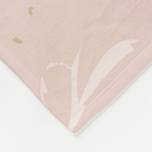 Rosa Rosa Goldblüte Blätter Blattmongramm Fleecedecke (Ecke)