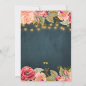 Rosa rosa, goldfarbene Saitenleuchten süß 16 Einladung (Rückseite)