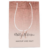 Rosa Rosa-Goldfolie-Schrift für Monogramm Mittlere Geschenktüte (Vorderseite)