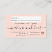 Rosa Rosa Goldherzskript teilt die Liebe Empfehlungskarte (Rückseite)