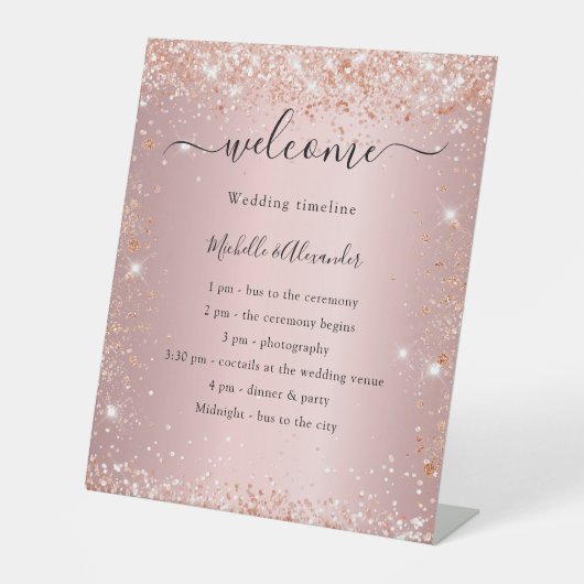 Rosa Rosa-Goldhochzeit Sockelschild (Vorderseite)