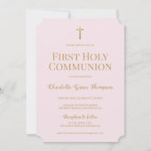 Rosa Rosa Goldkreuz Einladung (Vorderseite)