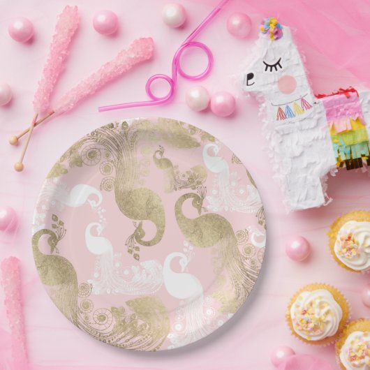 Rosa Rosa-Goldmedaille Pappteller (Party)