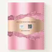 Rosa Rosa Goldmetall-Spitzname Marmor Notizblock (Rückseite)