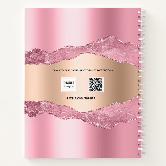 Rosa Rosa Goldmetall-Spitzname Marmor Notizblock (Rückseite)