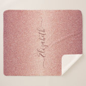 Rosa Rosa Goldname Glitzer Sherpadecke (Vorderseite (Horizontal))