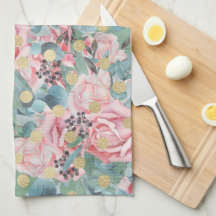 Rosa-Rosa-Goldpolster-Punkt Vintag-grünes Blau