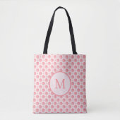 Rosa rosa Gradient Polka Dots Monogramm Tasche (Vorderseite)