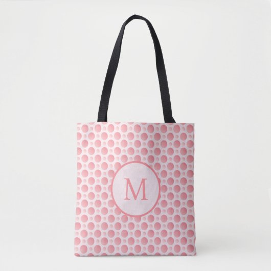 Rosa rosa Gradient Polka Dots Monogramm Tasche (Vorderseite)