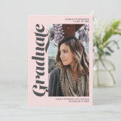 Rosa-Rosa-Grau-Foto-Abschluss Einladung (Stehend Vorderseite)