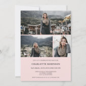 Rosa-Rosa-Grau-Foto-Abschluss Einladung (Rückseite)