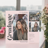 Rosa-Rosa-Grau-Foto-Abschluss Einladung