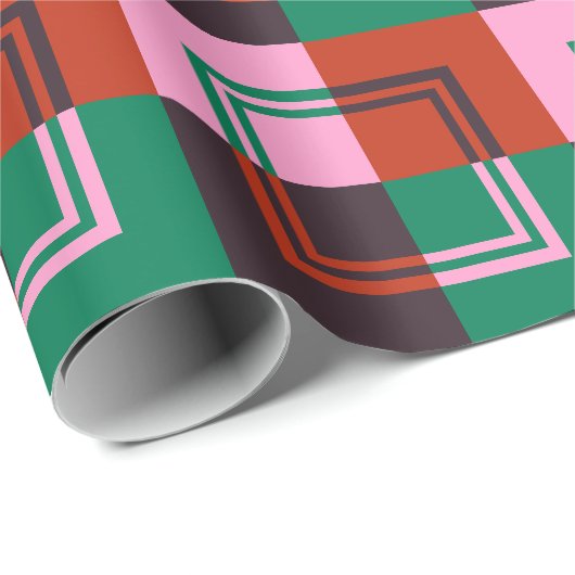 Rosa Rosa Grün Geschenkpapier (Rolleneckpunkt)