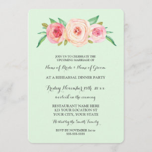 Rosa Rosa Grün Probe Abendessen Party Einladung