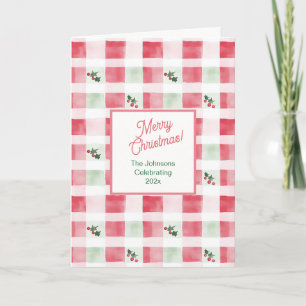 Rosa Rosa Grün Weihnachts Retro Muster Feiertagskarte