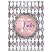 Rosa Rosa Harlequin Monogram Klemmbrett (Rückseite)