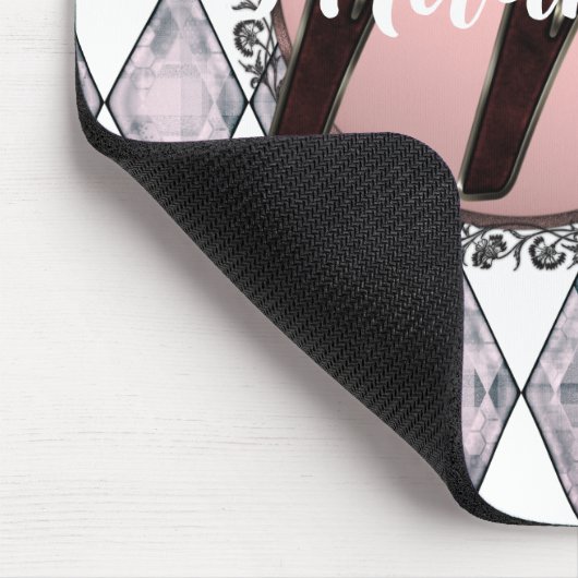 Rosa Rosa Harlequin Monogram Mousepad (Ecke)