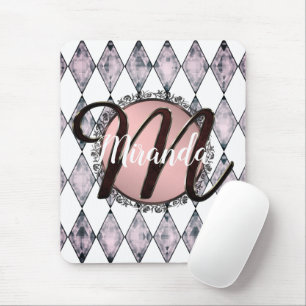 Rosa Rosa Harlequin Monogram Mousepad
