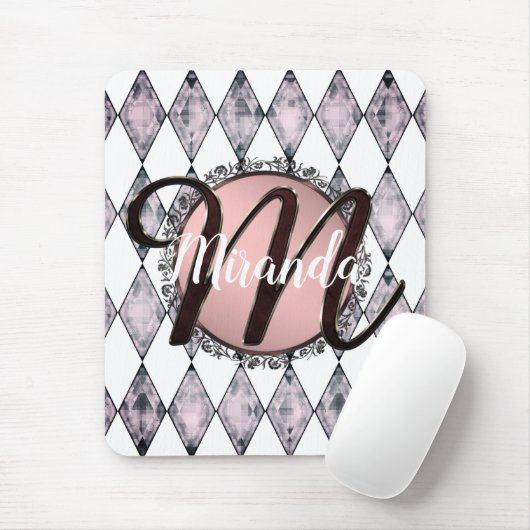 Rosa Rosa Harlequin Monogram Mousepad (Mit Mouse)