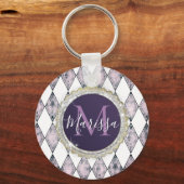 Rosa Rosa Harlequin Monogram Schlüsselanhänger (Rückseite)