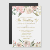 Rosa Rosa Hochzeit im eleganten Rosa Goldenen Gart Magneteinladung (Vorne/Hinten)