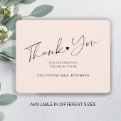 Rosa Rosa im eleganten Skript-Brautparty Dankeskarte