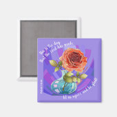 Rosa Rosa in Vase, w Vers von Psalm 118:24 Magnet (Vorderseite/Rückseite)