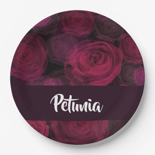 Rosa Rosa-individuelle Name Pappteller (Vorderseite)