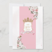 Rosa Rosa Königliche Prinzessin Burg Quinceanera Einladung (Rückseite)
