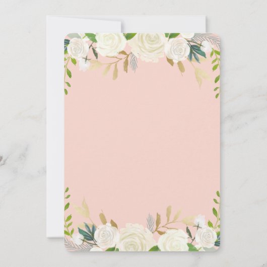 Rosa Rosa Kreuz und Blume Erste Heilige Kommune Einladung (Rückseite)