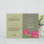 Rosa Rosa Lotus Blume Modernes grünes Hochzeitspro (Stehend Vorderseite)