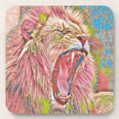 Rosa-Rosa-Löwe Getränkeuntersetzer (Vorderseite)