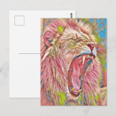 Rosa-Rosa-Löwe Postkarte (Vorne/Hinten)