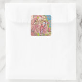 Rosa-Rosa-Löwe Quadratischer Aufkleber (Tasche)