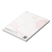 Rosa Rosa Marmor elegantes Firmenlogo QR-Code Notizblock (Rotiert)