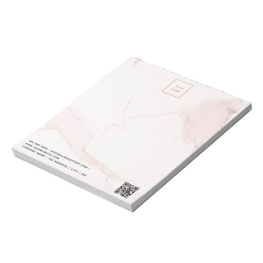 Rosa Rosa Marmor elegantes Firmenlogo QR-Code Notizblock (Rotiert)