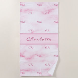 Rosa-rosa-Marmor-Monogramm-Initialen Strandtuch