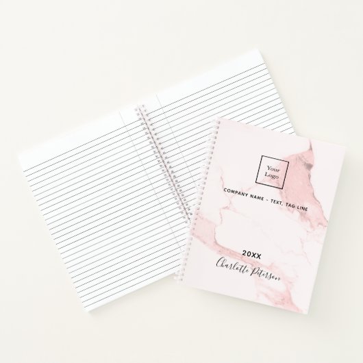 Rosa Rosa Marmor Name elegantes Firmenlogo Notizblock (Innenseite)