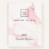 Rosa Rosa Marmor Name elegantes Firmenlogo Notizblock (Vorderseite)