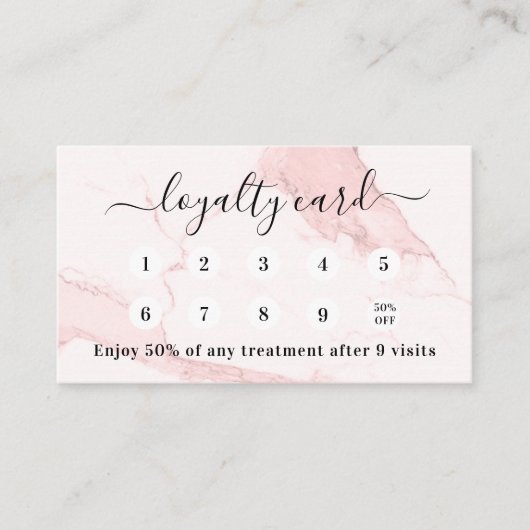 Rosa Rosa Marmor qr-Logo Treuekarte (Vorderseite)