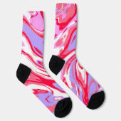 Rosa Rosa Marmorfarbe Textur Flüssigfarbige Farbmi Socken (Rechts)